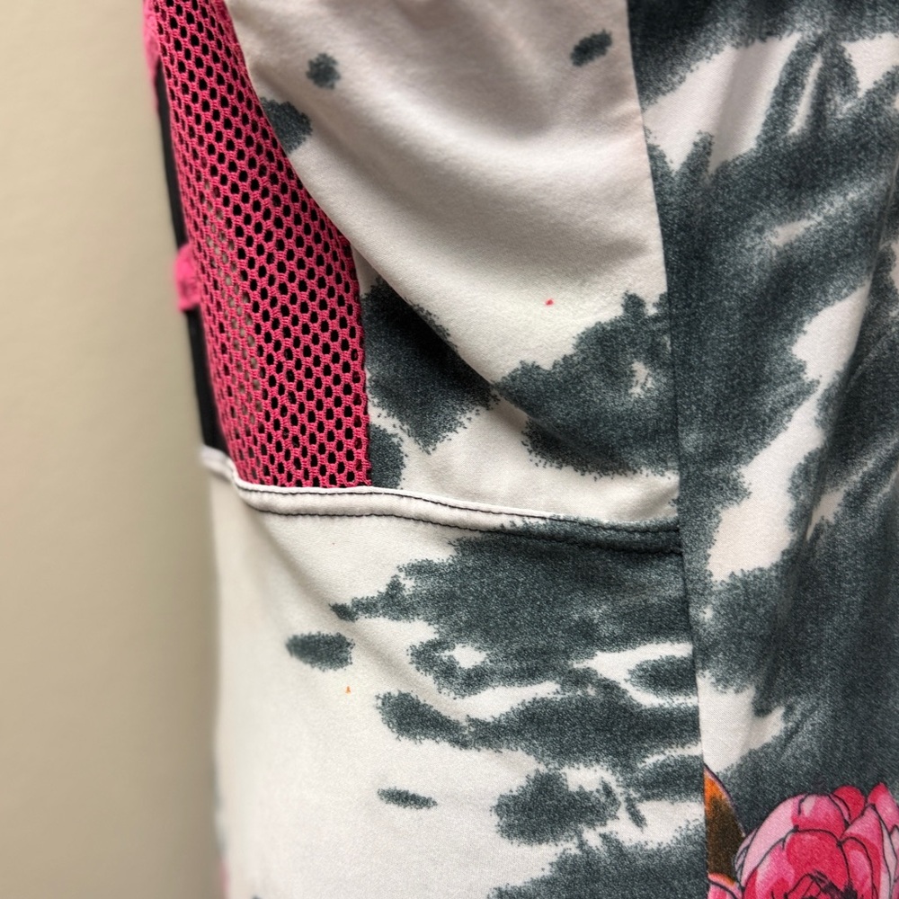 Bacci Unique Summer Pink Floral & Black Whimsical Ruffle Hem Dress Size L - Picture 5 of 12